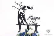  Cake topper siluete mire & mireasa si nume personalizat S